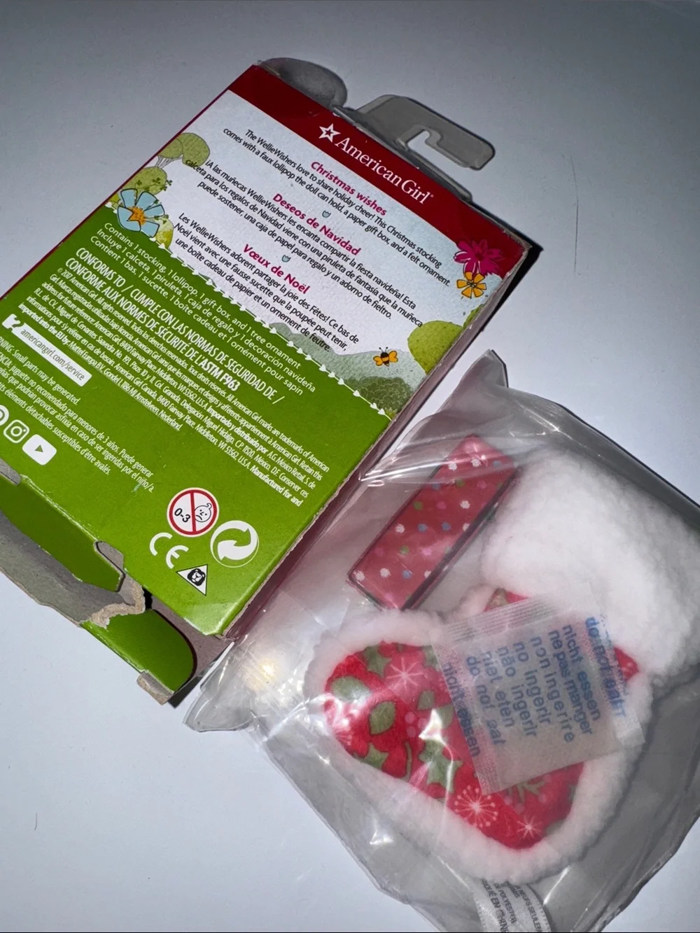 American Girl WellieWishers Merry Stocking Play Set NEW -missing lollipop